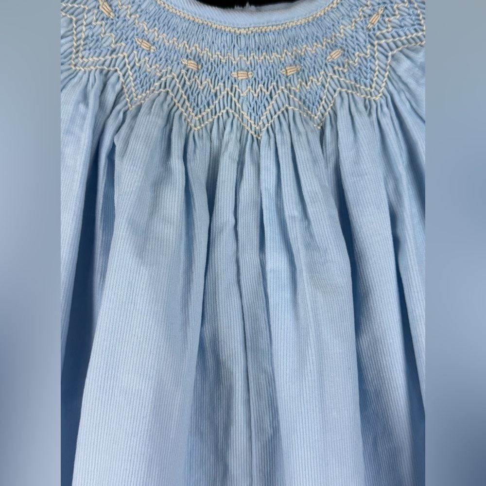 NWT PETIT BEBE Tiffany Corduroy Long Bishop Smocked Bubble - 3M - Picture 3 of 4